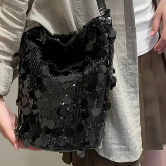 Black Sequins Shoulder Bag - Picture 4 of 4